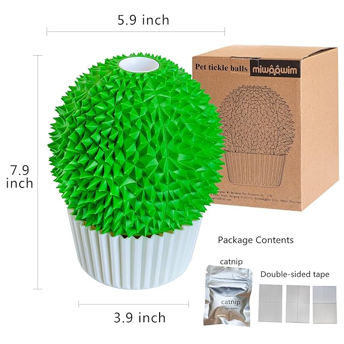 Miwoowim Catnip Feeder - Cat Face Scratcher Wall Corner Massage Comb for Indoor Cats Self Grooming Brush (Green)