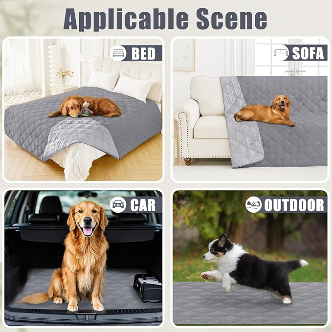 Smiry Waterproof Dog Bed Cover Blanket 30x95, Soft Reversible Pet Blanket, Washable Leakproof Cats Dogs Couch Cover for Sofa, Couch, Furniture, Lattice, Grey/Light Grey