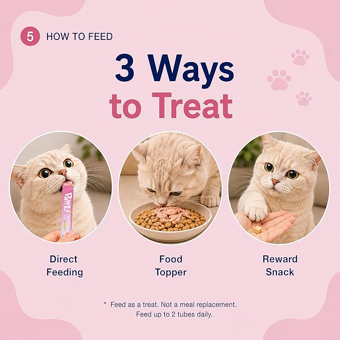 PAWLI Hairball Control Lickable Cat Treats, Squeeze Cat Treats for Hairball Relief & Digestive Support, Anti Hairball Cat Snacks, Grain-Free, 7 Count