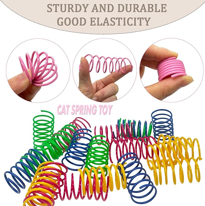 HerMia Colorful Cat Toys Bulk for Indoor Cats, 84 Pcs Interactive Kitten Toys Set, Cat Toy Cat Toy Bundle for Multiple Cats with Plush Balls Launcher & Teaser Wand, Includes Crinkle Balls, Springs