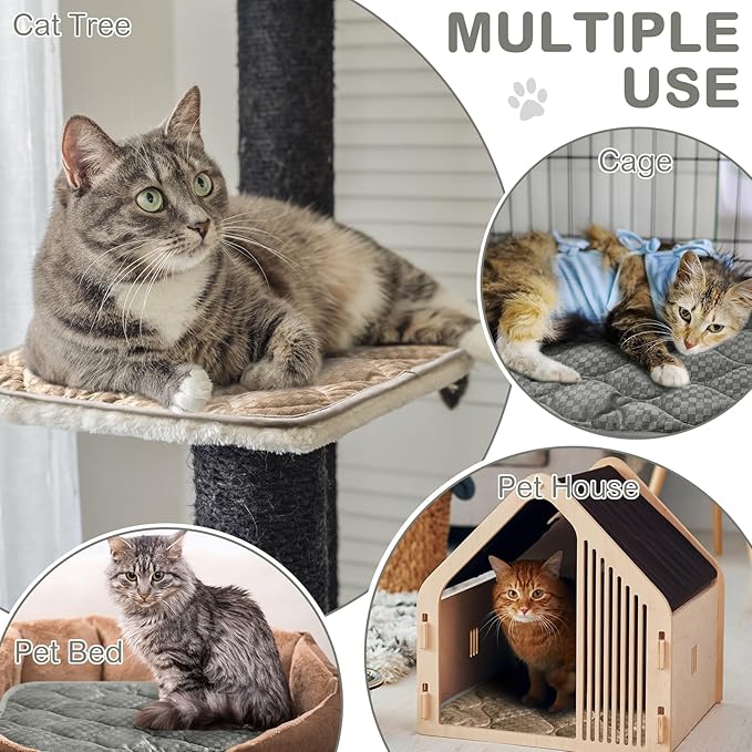 Tujoe 4 Pack Self Warming Cat Mat Self Heating Cat Pad Warm Thermal Pet Bed Washable Dog Crate Pad Body Heat Dog Bed Mat Blanket Non Slip Bottom for Outdoor Indoor Pets