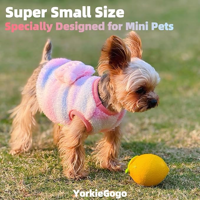 4-Piece Tiny Pet Clothes, Candy Colored Plush Sweater Shirts for Newborn/Teacup Cats & Dogs (e.g., Chihuahuas, Yorkies), Bunnies, and Other Small Animals (Gradient, XXXS (Under 1.5 lbs))