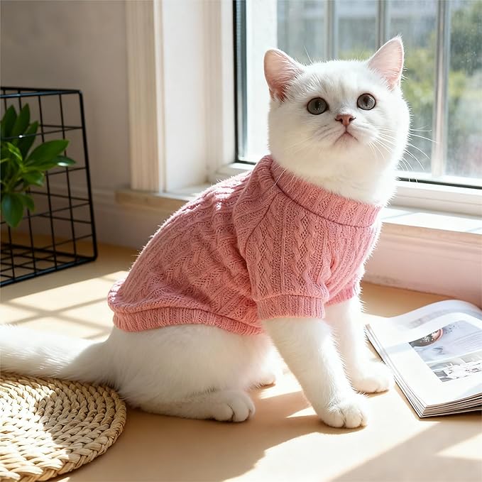 Kitten Clothes, Dog Cat Sweaters Pet Puppy Knitwear Costume Fall Winter Coat for Small Medium Cats Dog Girl Boy Fit 2.2-23lb