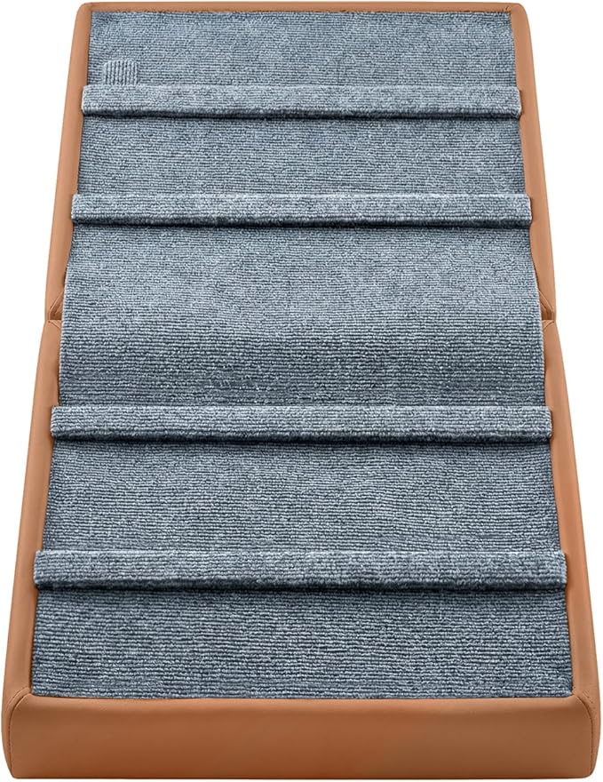 Dog Ramp & Stairs for Couch Sofas, 18.5" Extra Wide Pet Steps for Small Dogs, 15.7" H 3-in-1 Foldable Ottoman & Hidden Storage Design, Non-Slip Dog Ramp for Senior & Injured Pets (Camel)
