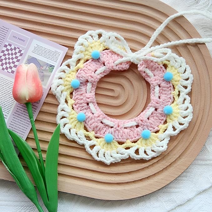Cat Birthday Hat & Collar Set: Handcrafted Knit & Crochet Accessories for Pets, Kitten, Small Animals