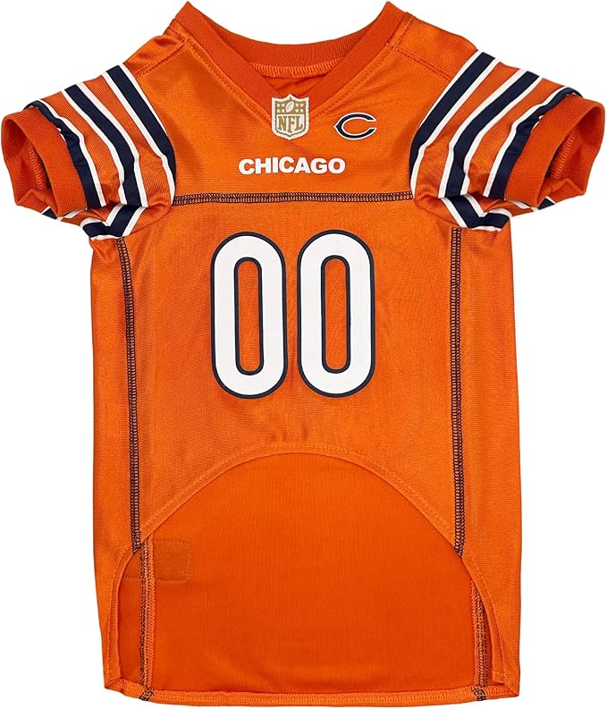 Pets First Chicago Bears Dog Jersey, Size: Large, Officially Licensed NFL Jersey Shirt, Mesh, Varsity Stripes, Velcro Closure