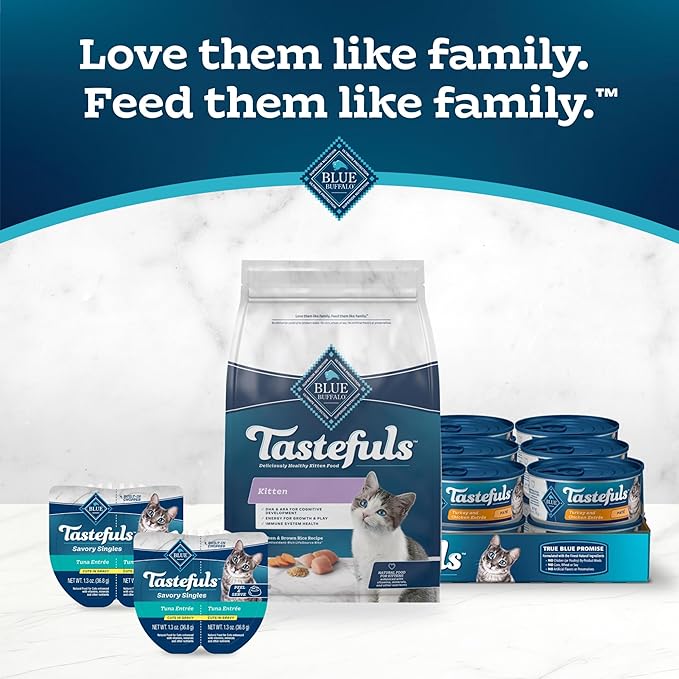 Blue Buffalo Tastefuls Kitten Food With DHA Dry Cat Food Made in the USA with Natural Ingredients, Chicken Recipe, 3-lb. Resealable Bag