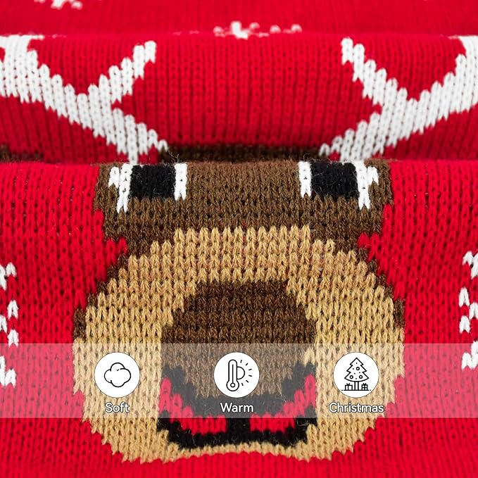 2PCS Puppy Christmas Sweater Cat Turtleneck Knitwear Xmas Elk Outfits Dog Christmas Tree Pattern Warm Clothes Sweater for Kitties Puppies XL