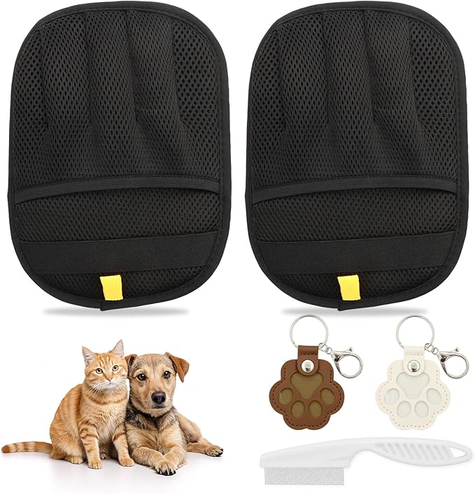 Pet Hair Remover,Upgraded Double Sided Electrostatic Pet Hair Removal Gloves,Reusable Pet Cat Dog Hair Remover Grooming Gloves (Black)