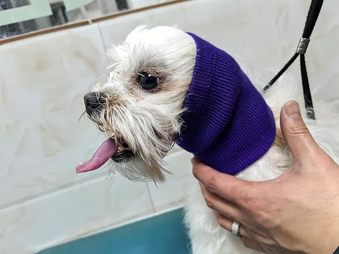 Dog Ear Cover Hematoma Noise Cancelling Protection Quiet Head Cover for Dog Wine+Blue-L