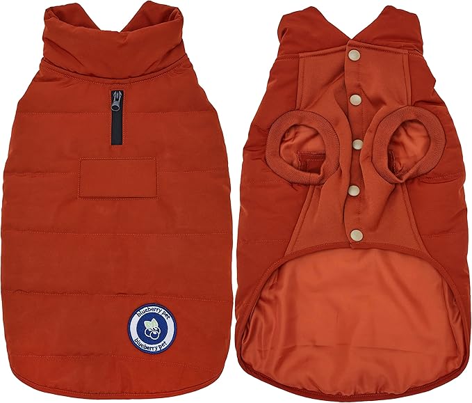 Blueberry Pet Rusty Orange Dog Jacket, Cozy & Comfy Waterproof Coat for Medium Dogs, Quilted Winter Wear, 15 3/4" Back Length, Coats for Small to Large Breeds, Award-Winning Design