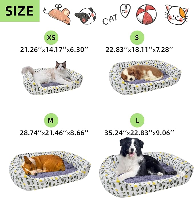 AIWIKIDE Dog Sofa Bed, Anti-Anxiety Bed for Dog, Rectangle Washable Bed with Grey Mattress, Large …