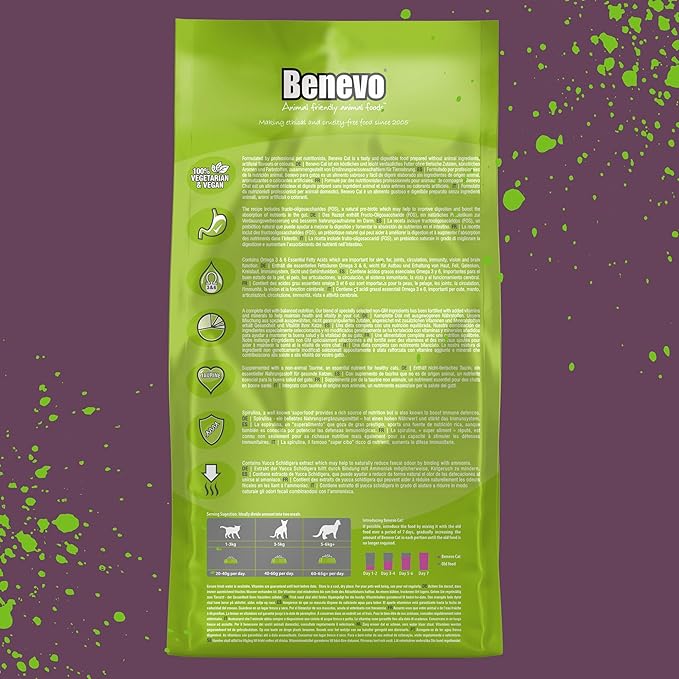 Benevo Vegan cat Food for Adult Cats 2kg. Holistic, Meat-Free, Complete, Non-gm Dry Food Kibble for Your cat. Award Winning Vegan pet Food Made in the UK.