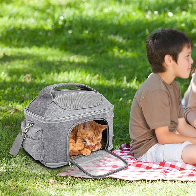 Foldable Pet Carrier Backpack, Cat & Dog Carrier Backpack, Waterproof Pet Travel Bag with Cooling Mat for Hiking Travel Camping Outdoor, Hold Pets Up to 15.4lbs