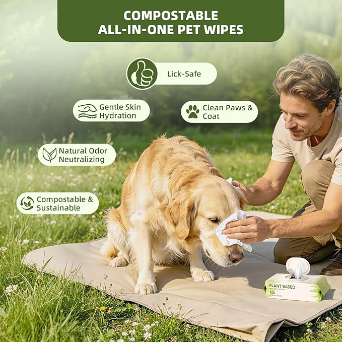 IMMHABI 400 Unscented Pet Wipes for Paws and Butt Plant Based Hypoallergenic Pets Cleansing & Deodorizing Anal Gland Hygienic Puppy Wipes for Dogs