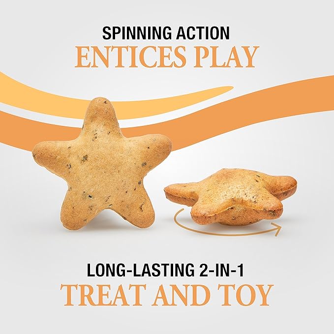 Good ‘n’ Tasty Spinning Stars Cat Treats, 1.5 Ounce Bag, 2-in-1 Treat & Toy Made with Real Chicken, Chicken Liver & Catnip, Encourages Playfulness & Low Calorie, 2 Pack