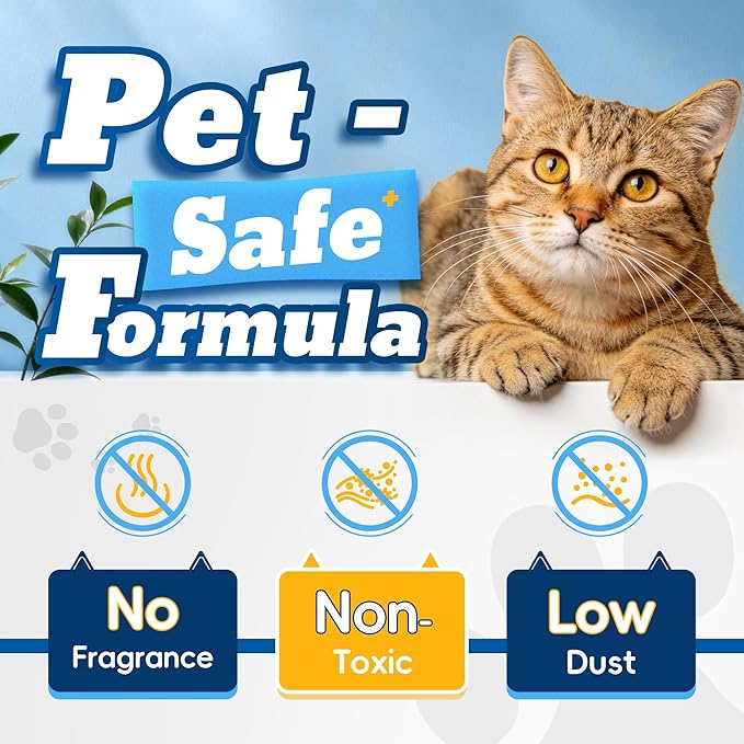 LMJP Crystal Cat Litter with Powerful Odor Control, Non-Clumping, Lasts Up to 4 Months, 17.2lb, Rapid Water Absorption, Unscented & Low Tracking Lightweight White Silica, 4 Pack of 4.3lb