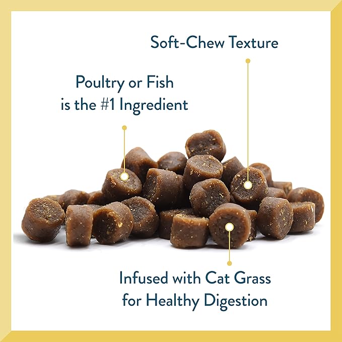 Pet Greens Soft-Chew Indoor Cat Treats Infused with Cat Grass - 3 Pack Salmon 3oz per Pack
