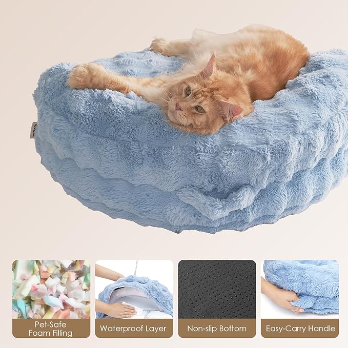 EHEYCIGA Dog Bed Medium Size Dog, Fluffy Small Dog Couch with Removable Washable Cover, Bolster Pet Sofa, Waterproof and Non-Slip, 30" x 30"x 8.5", Blue