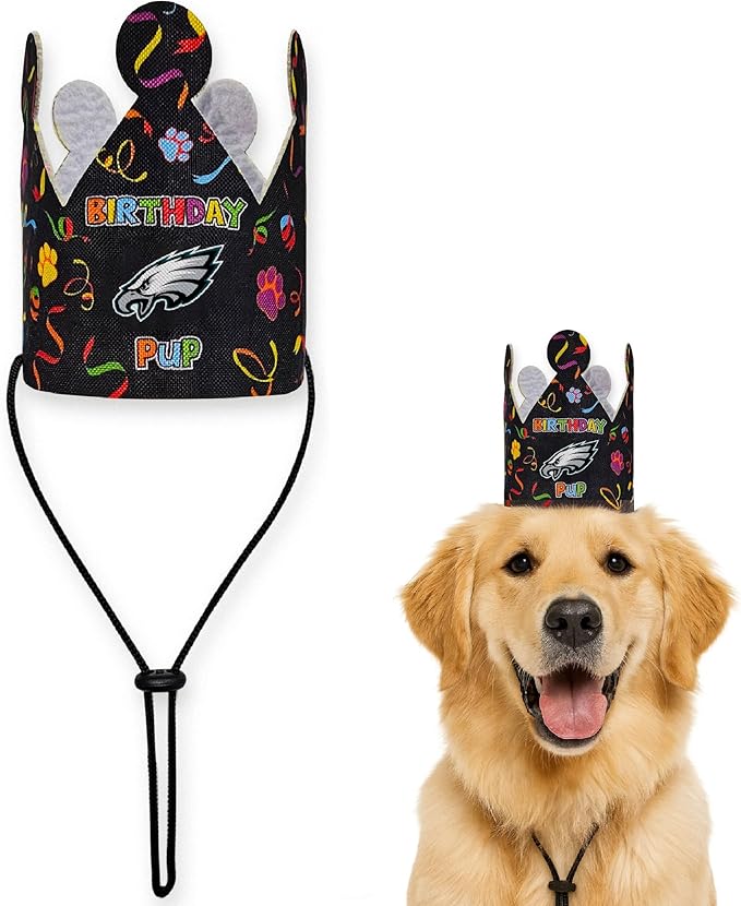 NFL Philadelphia Eagles Pet Birthday Crown, Licensed Dog & Cat Birthday Party Hat, Football Team Costume Accessory, Pet Celebration Outfit