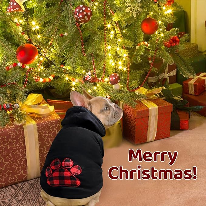 SAWMONG Dog Hoodie,Flannel Pet Hooded Sweater with Hat Puppy Pullover Sweater Shirt,Dog (Black,L)