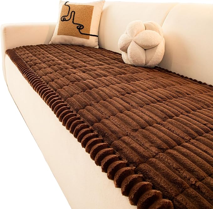 Anti-Slip Sofa Cushion, Washable Couch Cover Cat Mat Pet Pad Blanket for Furniture Protector Customizable Sofa Slipcover Pets Friendly(70x70cm(28x28inch), Dark Coffee)