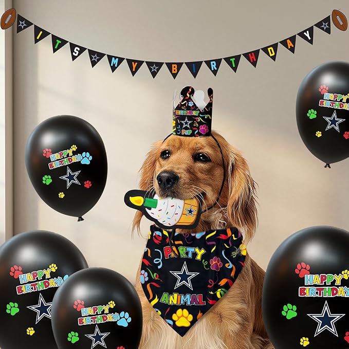 NFL Dallas Cowboys Pet Birthday Crown, Licensed Dog & Cat Birthday Party Hat, Football Team Costume Accessory, Pet Celebration Outfit