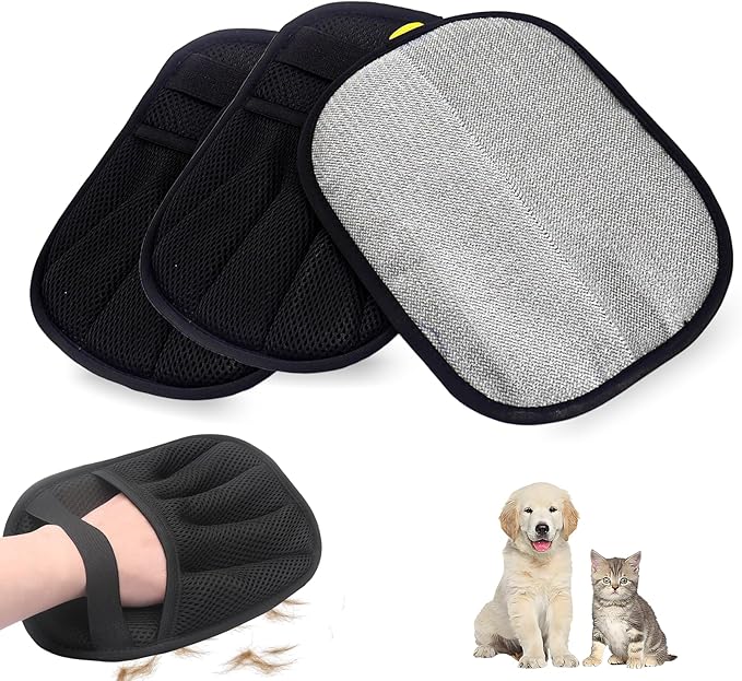 Pet Hair Remover Glove, 3PCS Upgraded 5-Finger Electrostatic Pet Hair Removal Gloves, Pet Hair Removal Tool for Laundry, Furniture, Clothes, Couch, Bed, Carpet, Car Seat