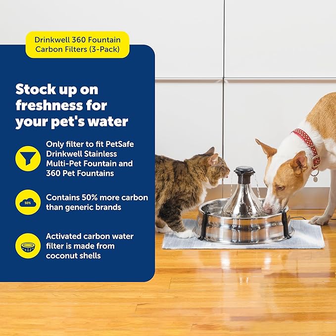 PetSafe Drinkwell Replacement Carbon Filters, Dog and Cat 360 Water Fountain Filters