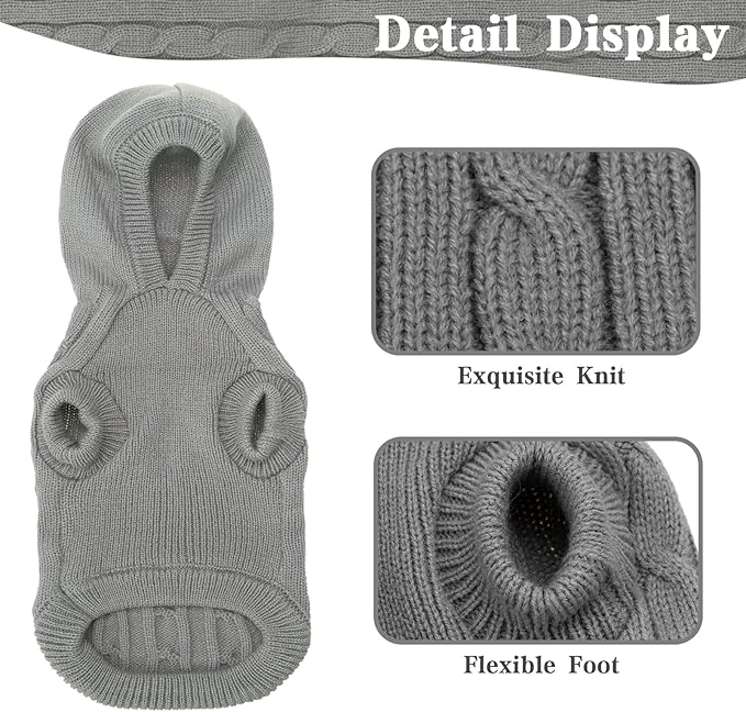PUPTECK Winter Dog Cat Sweater Coat - Soft Cold Weather Clothes Knitwear for Kitties & Small Dogs Indoor Outdoor Walking Warm, Knitted Classic for Doggies Kitties