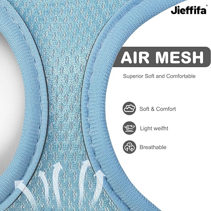 Cat Harness and Leash Set - Adjustable Soft Vest, Reflective Step-in Design for Safe Walking (Blue)