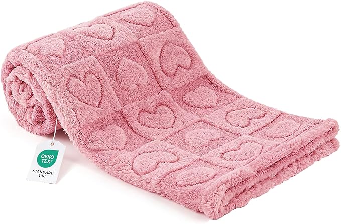 gogobunny Pet Blanket for Dogs Cats, 300GSM Ultra Soft Coral Fleece Blanket, Washable Small Dog Cat Blanket, Calming Crate Mat, Furniture Protector for Couch Bed Car Seat, Pink, 25x35IN