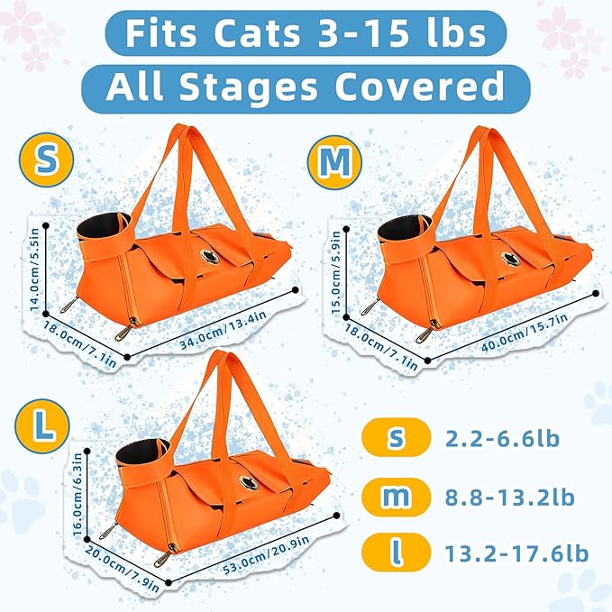 Waterproof Cat Grooming Restraint Bag - Anti-Scratching for Claw Care & Nail Trimming, Ideal for Cat Medical Examination (Pink, L)