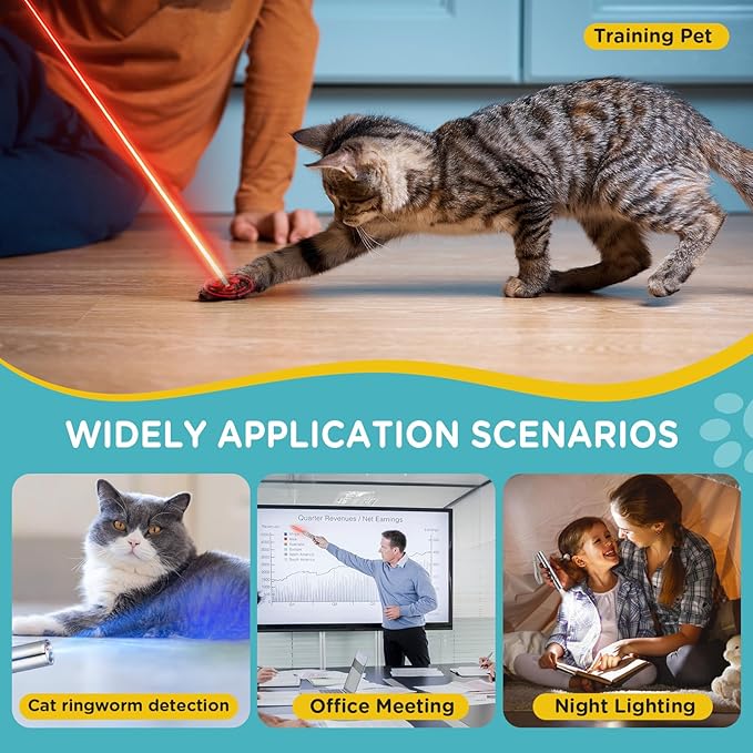 Koackl Cat Toy for Indoor, USB Rechargeable Cat Toy, 3 Light Colors Cat Interactive Toys for Dogs, Cats, Pet Chase Toy for Fun Playing Training Exercise Indoors