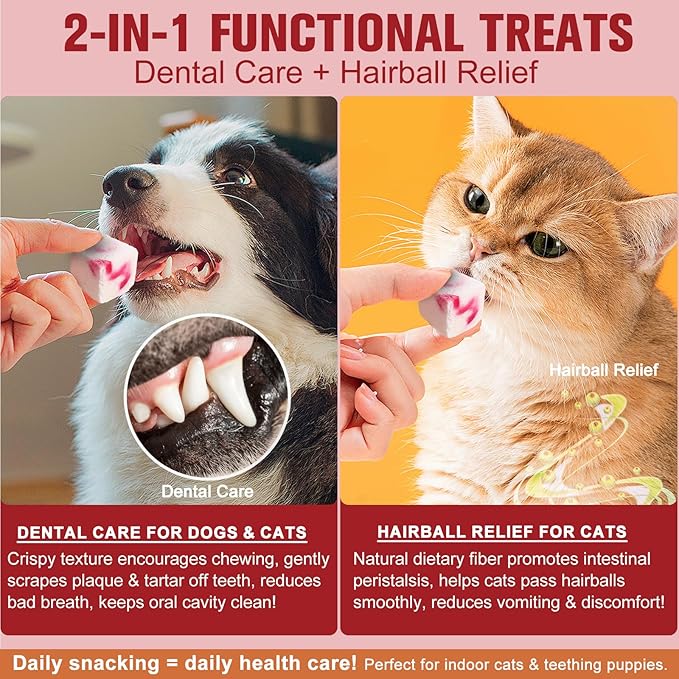 Freeze Dried Yogurt Dog Cats Treats Crunchy Snacks with Strawberry100g (3.52oz), High Protein Yogurts Snacks Pets Food for Cats Dogs Training (Strawberry Yogurt 3pcs)