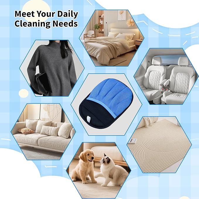 2Pcs Pet Hair Removal Glove for Dogs & Cats, Reusable Magic Brush for Pet Hair, Upgraded Five-Finger Electrostatic Pet Hair Gloves for Laundry, Couch, Carpet, Car Seat