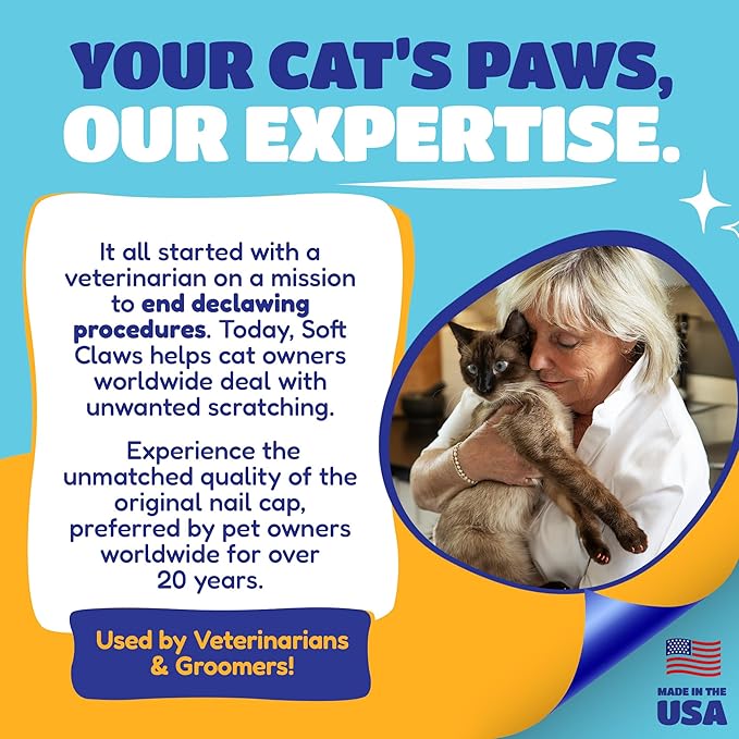 Soft Claws Cat Nail Caps for Medium Cats – (40 Caps, Blue Sparkle) - Veterinarian-Developed | Protects Furniture & Skin - Easy to Apply, Long-Lasting Anti-Scratch Soft Cat Claw Covers