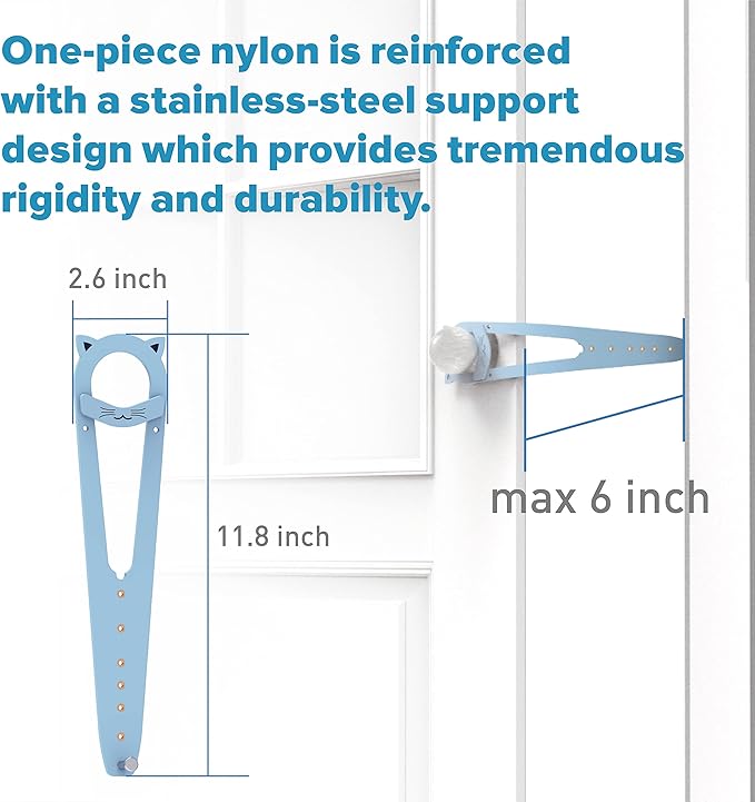 Neobay Cat Door Latch with Stabilizer 2 Packs, 7 Sizes Adjustable Door Latch for Cat to Keep Dog Out of Litter Box, No-Drill Alternative of Pet Gates and Interior Pet Door, Plastic