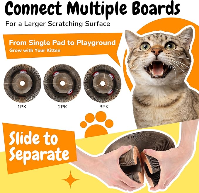 Cat Scratching Pads, C-Shape Magic Organ Interactive Cat Toy, Reversible Cat Scratch Furniture Protector, Brown Routine, 2 Pcs