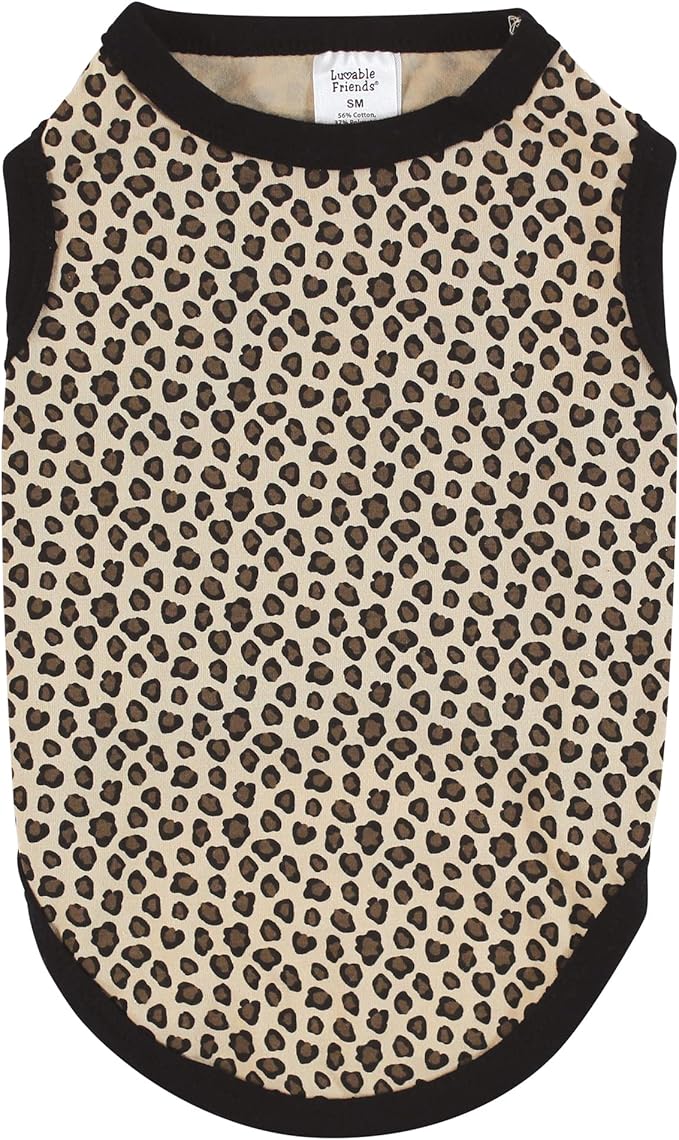 Luvable Friends Dog Pet Dog and Cats Cotton T-Shirts 2pk, BFF Leopard, Large