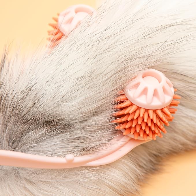 Cat Massager Roller 10x1.57 Inch For Medium to Large Adult Cats, Silicone Grooming Tool Relaxer Pink Stick with Pink Massage Face Thin Scroll Wheel for Indoor Dog Head's Pet