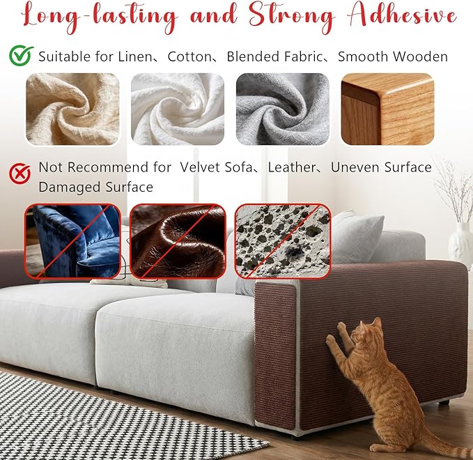 18 PCS Large Cat Scratch Furniture Protector, Couch Protector from Cat Claws, Scratch Mat for Pet Couch Furniture Covering, Cats Scratching Post Replacement Pads 17IN (Brown)