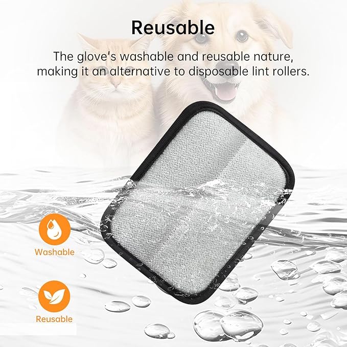 1 Pcs Electrostatic Pet Hair Removal Glove - Reusable Cat & Dog Hair Remover for Furniture, Couch, Carpet, Car Seat, Curtains & Clothing - Pet Hair Remover Tool (1)