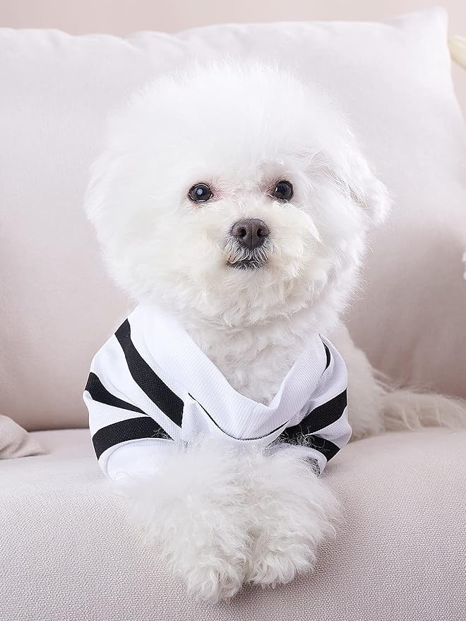 Dog Striped Shirt for Dogs French Bulldog Clothes Pug Tshirts Designer Dog Clothes for Medium Dogs, Large, White