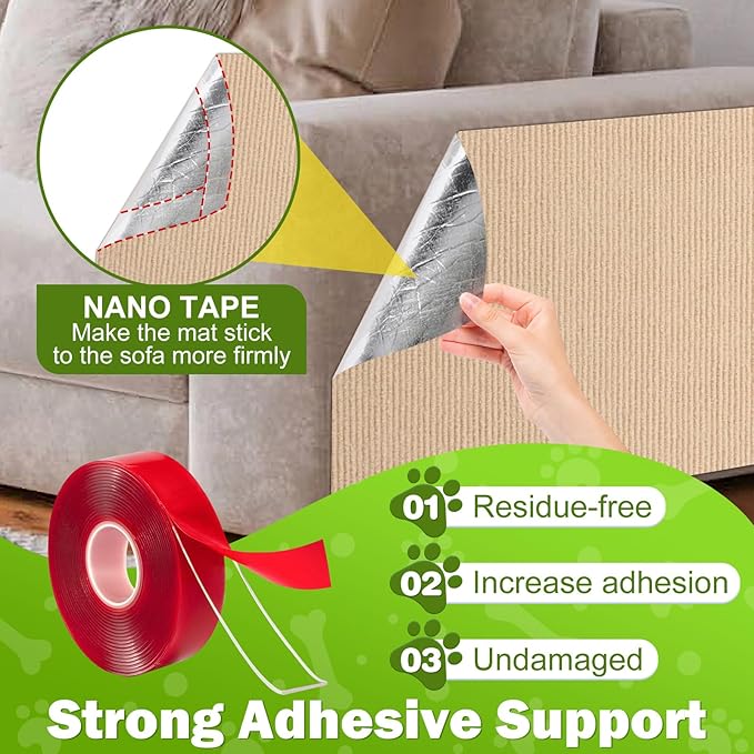 ENONCI Bed Cat Scratcher Pad,47.2"x15.8"Cat Scratching Mat,Self-Adhesive Trimmable Anti Scratch Bed Couch Wall Corner Furniture Protector from Cat Claws,Easy Use for Cat Carpet/Door/Post