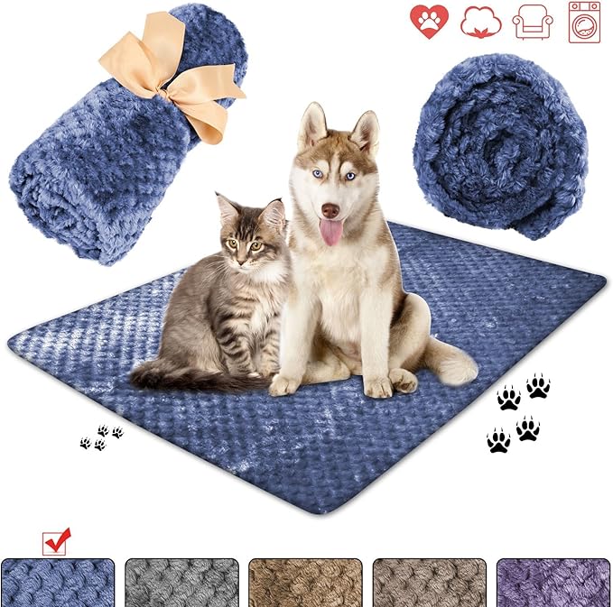 Dog Blanket,Soft Fuzzy Blankets for Puppy, Medium Premium Fluffy Blankets Plush Fleece Throw Dog Bed, Couch, Sofa, Reversible Travel Warm Covers