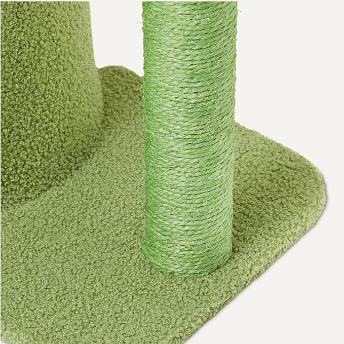 Amazon Basics Cactus Cat Tree for Indoor Cats & Kittens, Scratching Post with Curved Perch, Cozy Cat Condo, Natural Sisal, Interactive Dangling Ball, 30.7" (77.9cm) H, Green