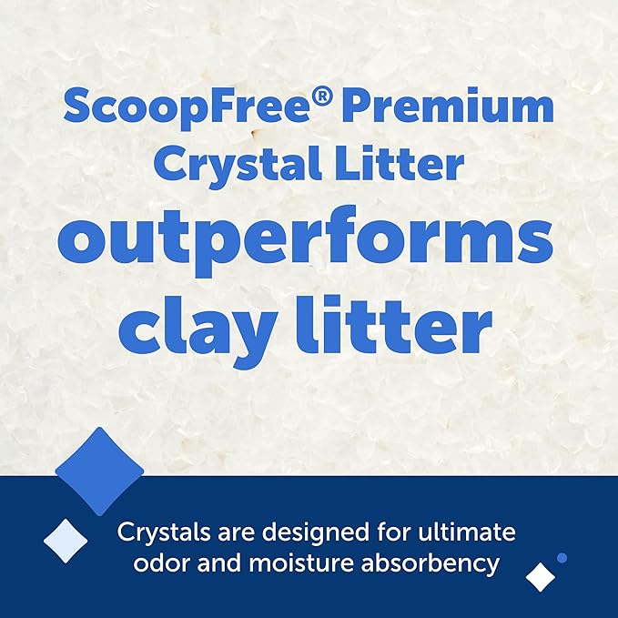 PetSafe ScoopFree Premium Crystal Cat Litter - Outperforms Clay Litter - Refill Packs - Reusable Tray Compatible - Fragrance Free - 4.3 lb Bags - 2 Pack