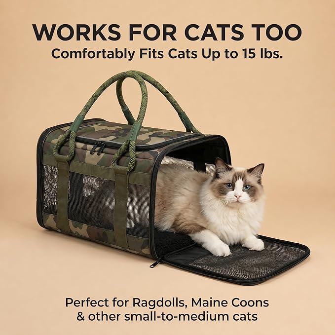 Soft-Sided Dog & Cat Carrier | for Car Rides, Vet Visits, Errands & Daily Outings | Fits Small Dogs & Cats Up to 15 lbs | 18" L x 11.5" H | Yorkies, Chihuahuas & More