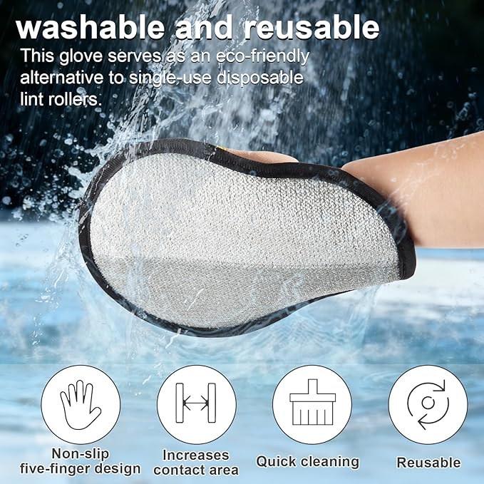 Lonfliness Pet Hair Fur Removal Mitt Glove for Cats Dogs 5-Finger Electrostatic Reusable Pet Hair Remover Brush Tool for Couch Furniture Carpet Laundry Clothing
